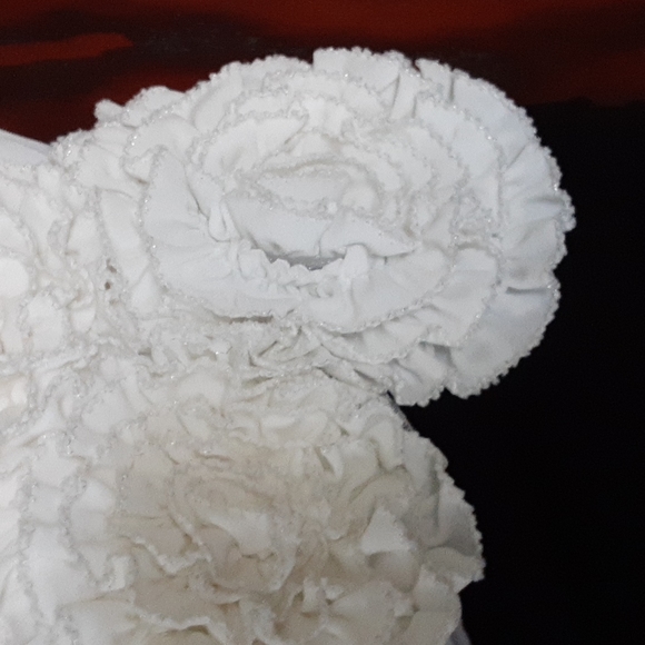 Adrianna Papell sz 8 cocktail dress with chiffon neckline and white flower - Picture 3 of 7